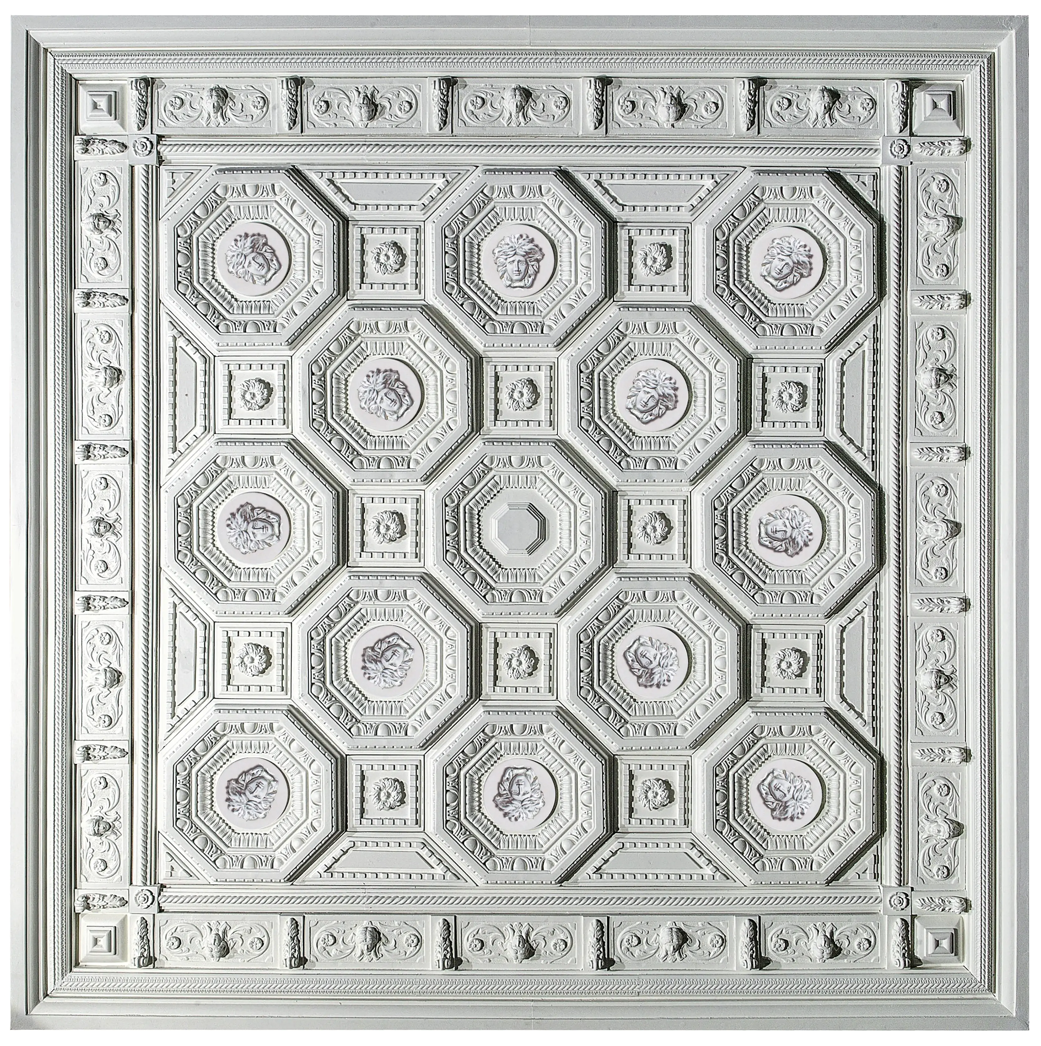 Soffitto Taurus - Vista completa del soffitto artistico decorato con doratura a missione